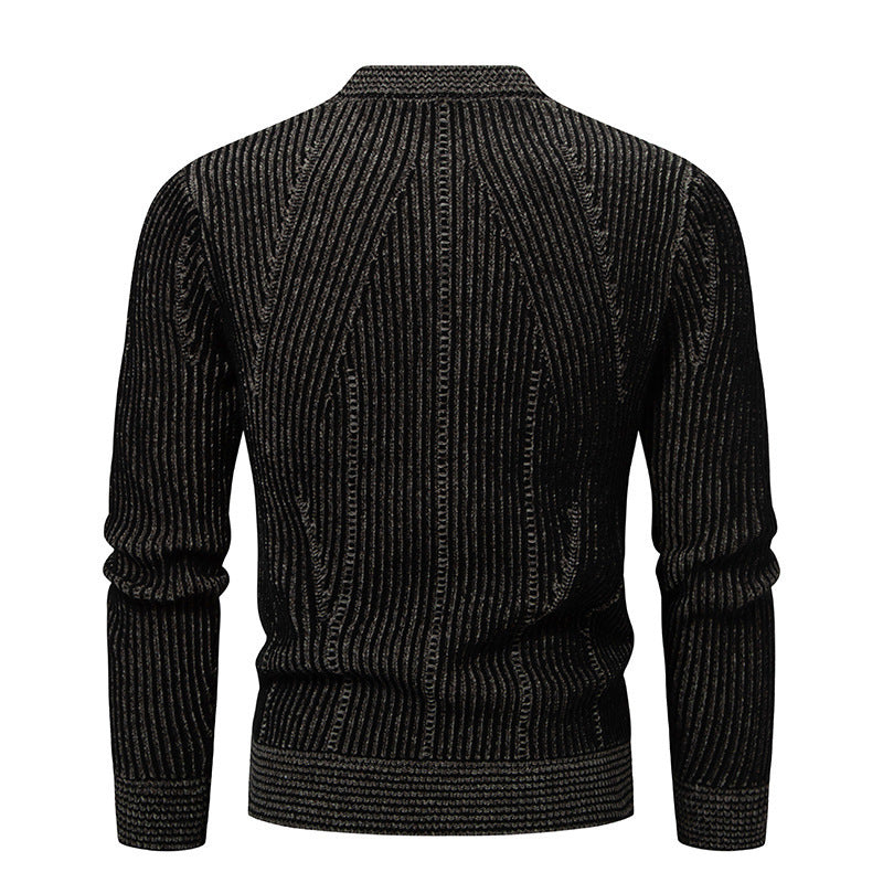 Herren elegante Strickjacke mit V-Ausschnitt und feinem Kabelmuster Drune
