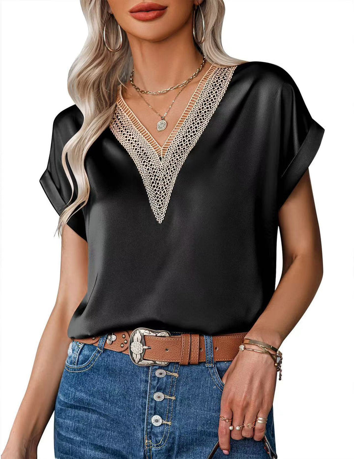 Damen Bluse mit elegantem Spitzenbesatz Drune