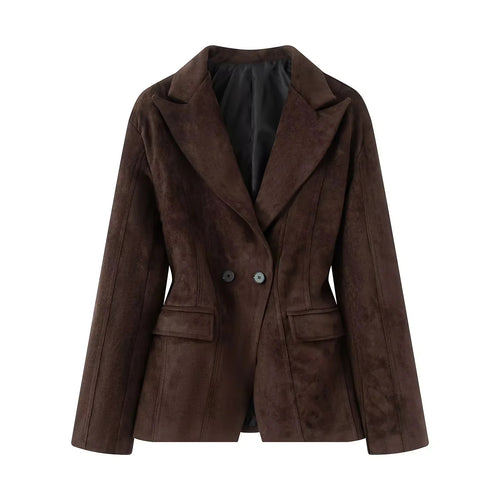 Damen nan taillierter Velours‑Optik Blazer mit Wiener Nähten und Pattentaschen Drune