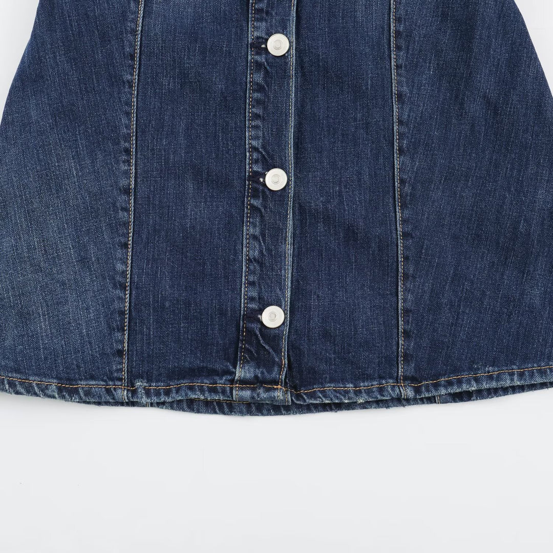 Damen Geradliniges Denim-Hemdkleid mit durchgehender Knopfleiste und Brusttaschen Drune