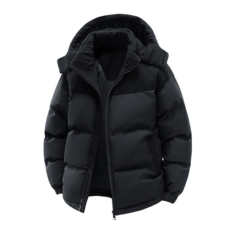 Damen Thermo-Puffer-Kurzjacke mit Cord‑Schulter und Kapuzenkragen Drune