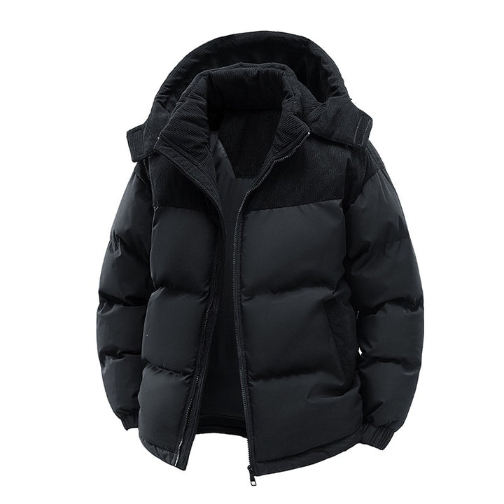 Damen Thermo-Puffer-Kurzjacke mit Cord‑Schulter und Kapuzenkragen Drune