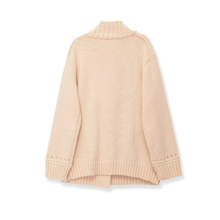 Damen Oversize Strickcardigan mit Bindegürtel und Schalkragen Drune
