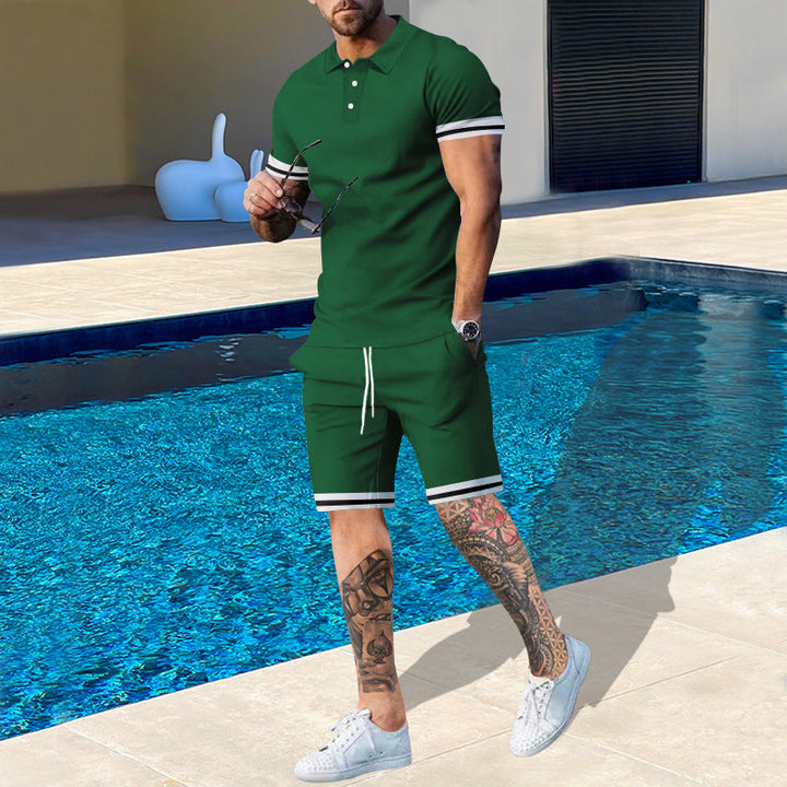 Herren Poloshirt und Shorts-Set mit sportlichen Akzenten Drune