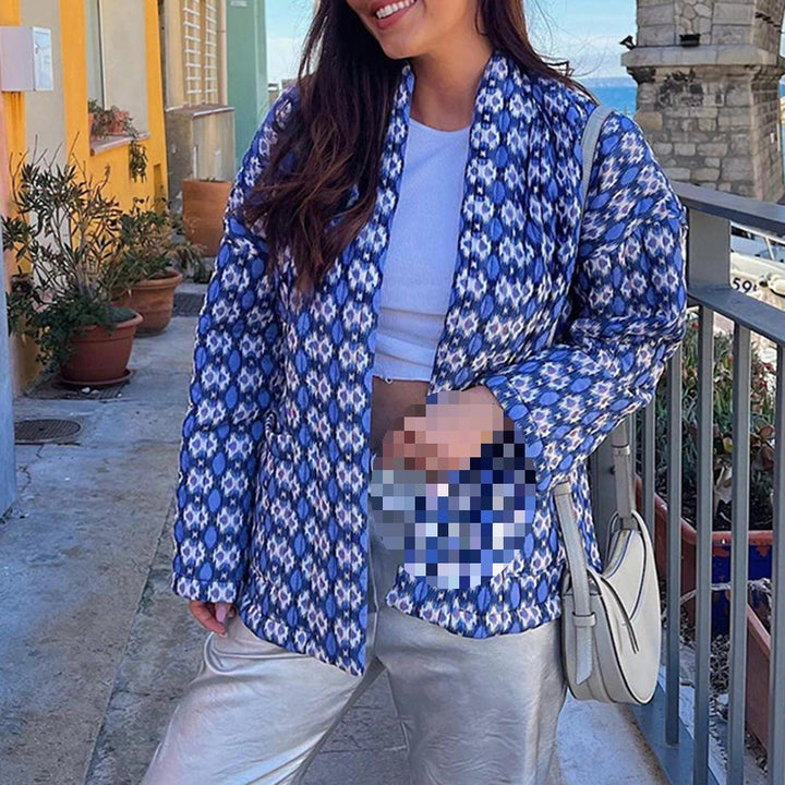 Damen gesteppte Kimono-Jacke mit geometrischem Muster Drune