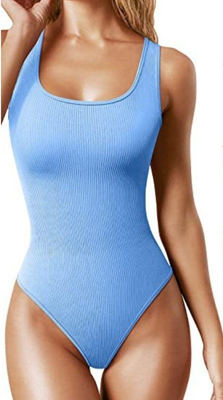 Damen Sportlicher Einteiler Badeanzug mit raffinierten Rippdetails Drune
