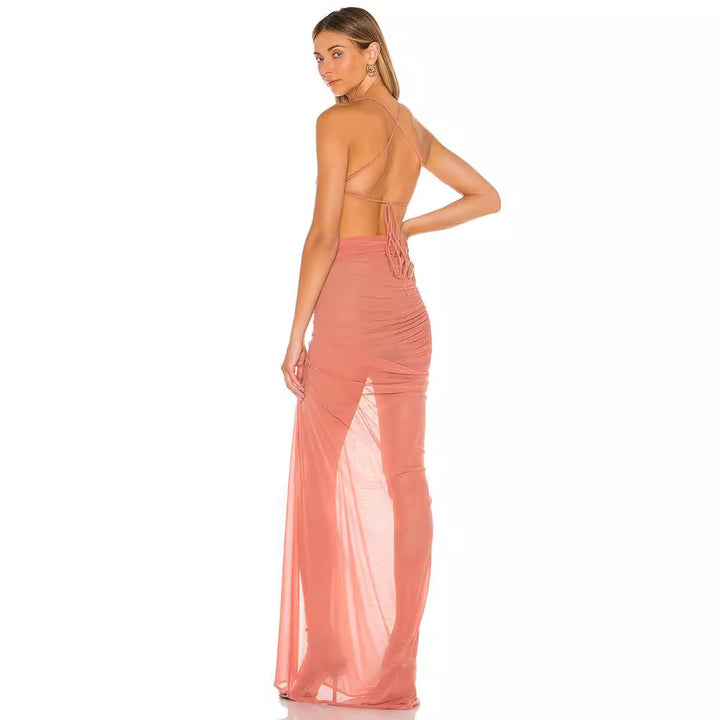 Damen Elegantes Wickelkleid mit tiefer Rückenansicht und fein schwingendem Rock Drune