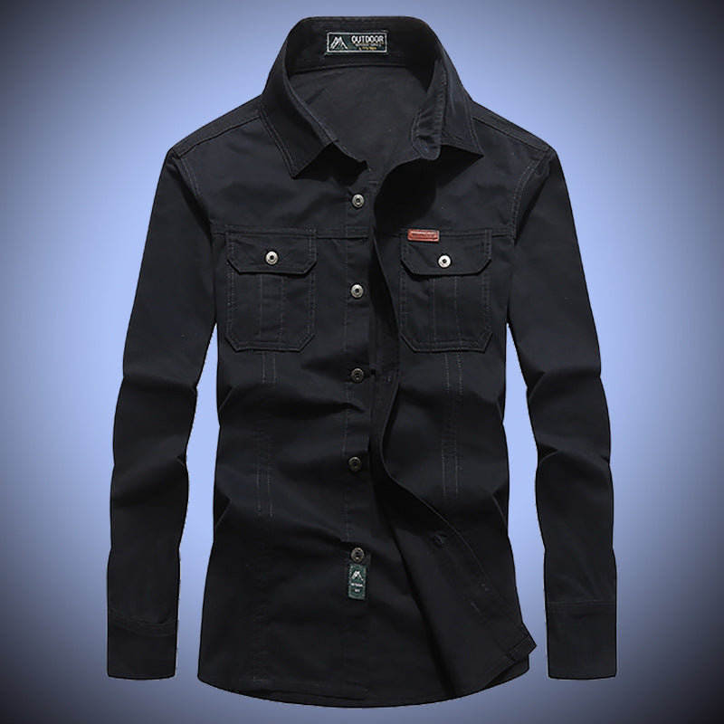Herren Canvas-Overshirt mit Brustklappen und robustem Baumwollmix Drune