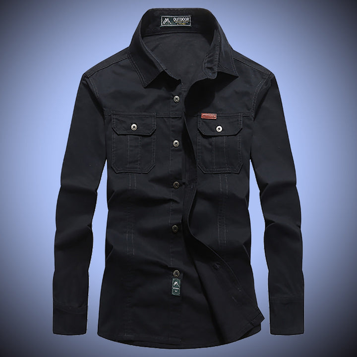 Herren Canvas-Overshirt mit Brustklappen und robustem Baumwollmix Drune