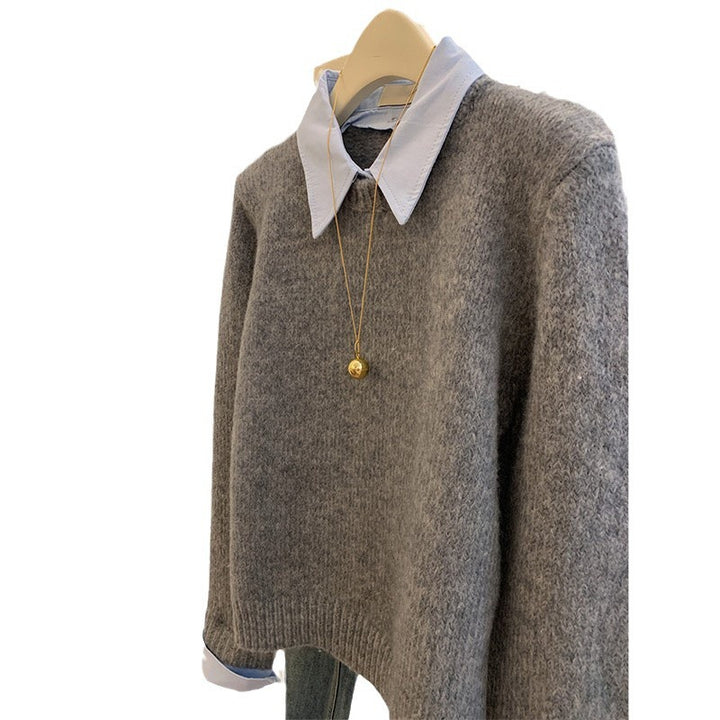 Damen Strickpullover mit stylischem Hemdkragen und modernem Schnitt Drune