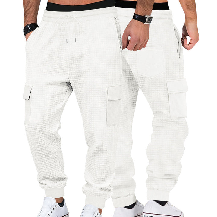 Herren Cargo-Jogginghose mit Waffelstruktur, elastischem Bund und Klappentaschen Drune