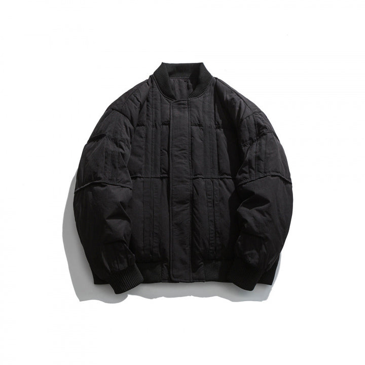 Unisex Boxy wattierte Bomberjacke mit Rippenbündchen und kastiger Silhouette Drune