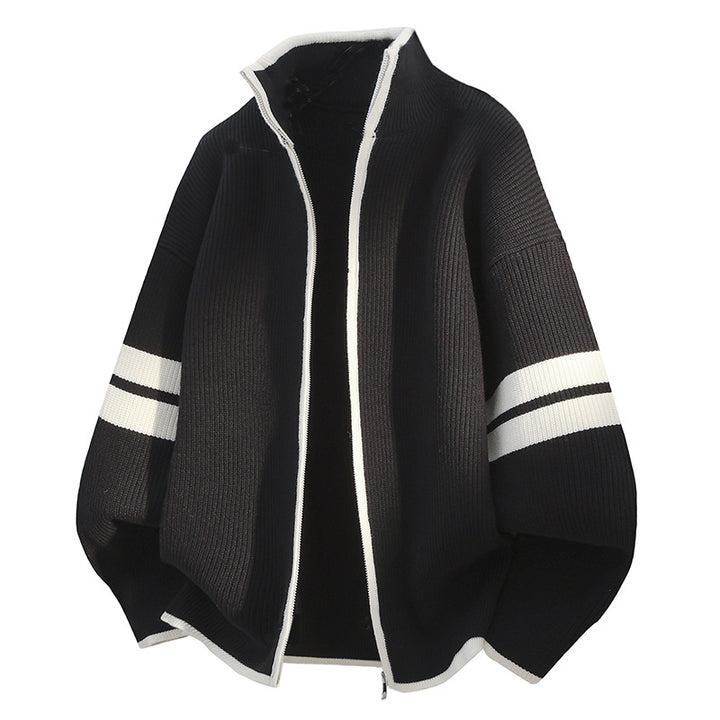 Unisex nan oversized Strickjacke mit Reißverschluss und Stehkragen Drune