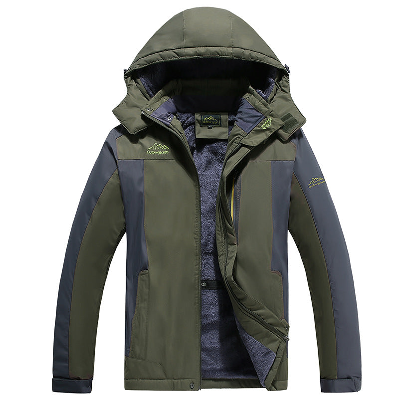 Herren isolierte Fleece-Layer Outdoorjacke mit abnehmbarer Kapuze und winddichter Außenhülle Drune