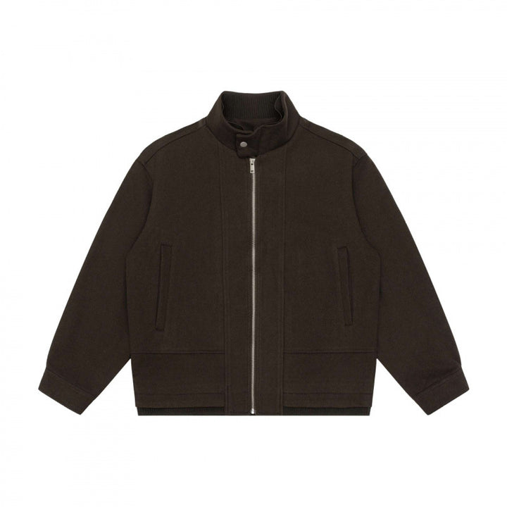 Herren Kurz geschnittener Boxy‑Blouson aus Wollmix mit Stehkragen, Metallreißverschluss und verdeckten Eingrifftaschen Drune