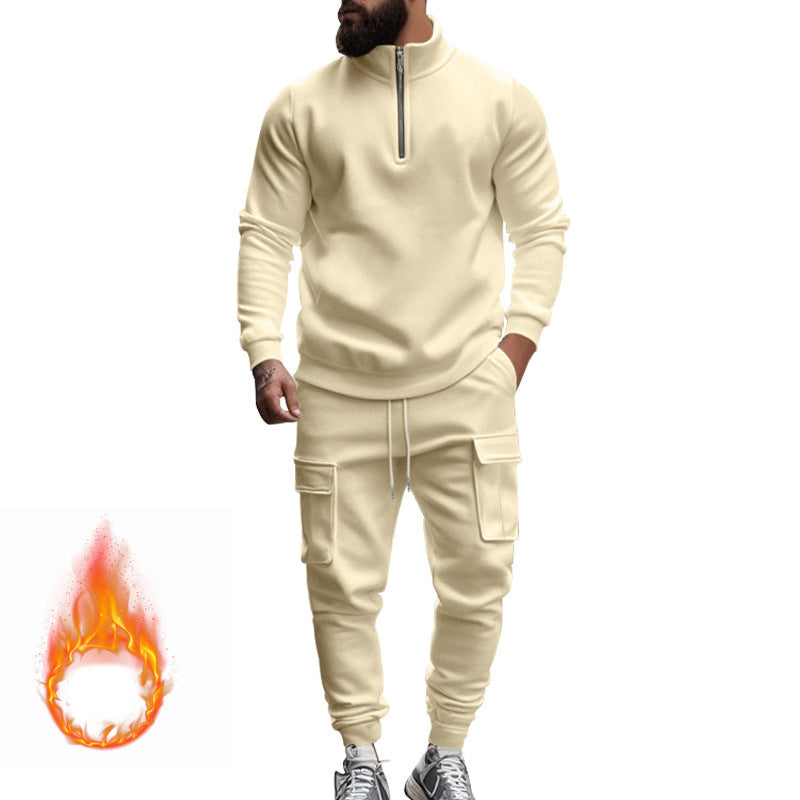 Herren nan sportlicher Cargo-Jogginganzug mit Troyerkragen Drune