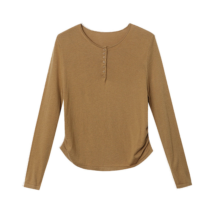 Damen Langarm-Henley-Pullover aus weichem Strick Drune