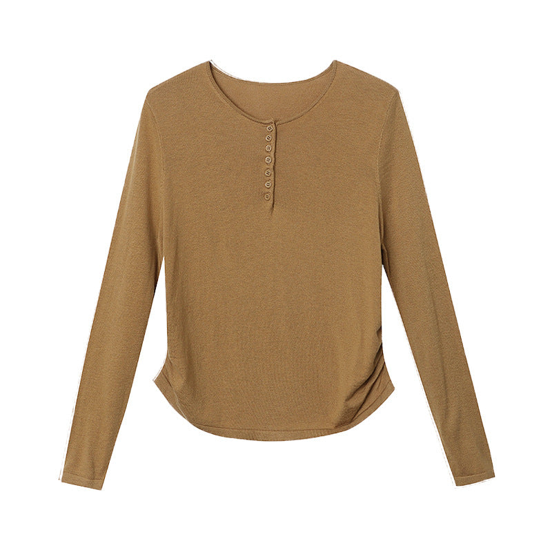 Damen Langarm-Henley-Oberteil Drune