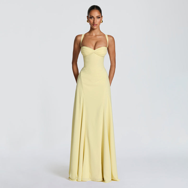 Damen Elegantes Abendkleid mit tailliertem Schnitt und verstellbaren Trägern Drune