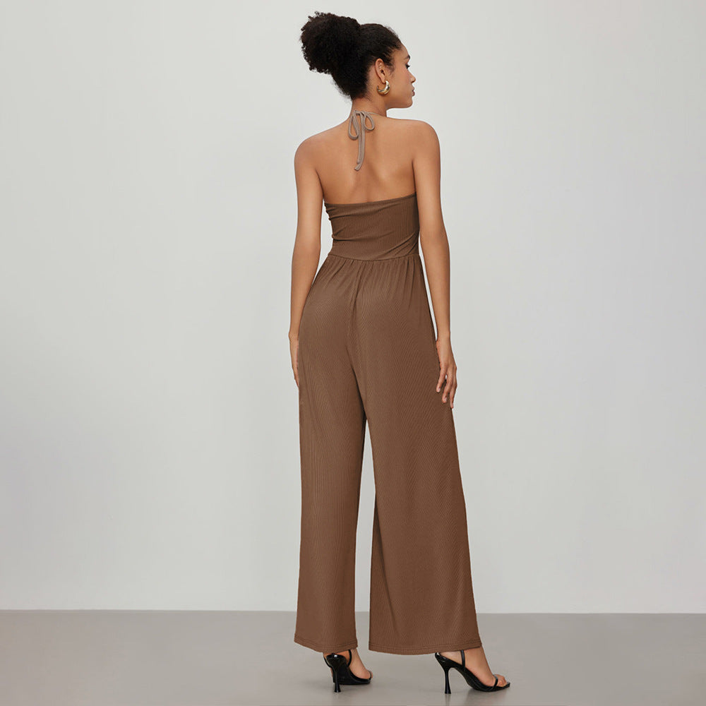 Damen Jumpsuit mit elegantem V-Ausschnitt und lockerem Schnitt Drune