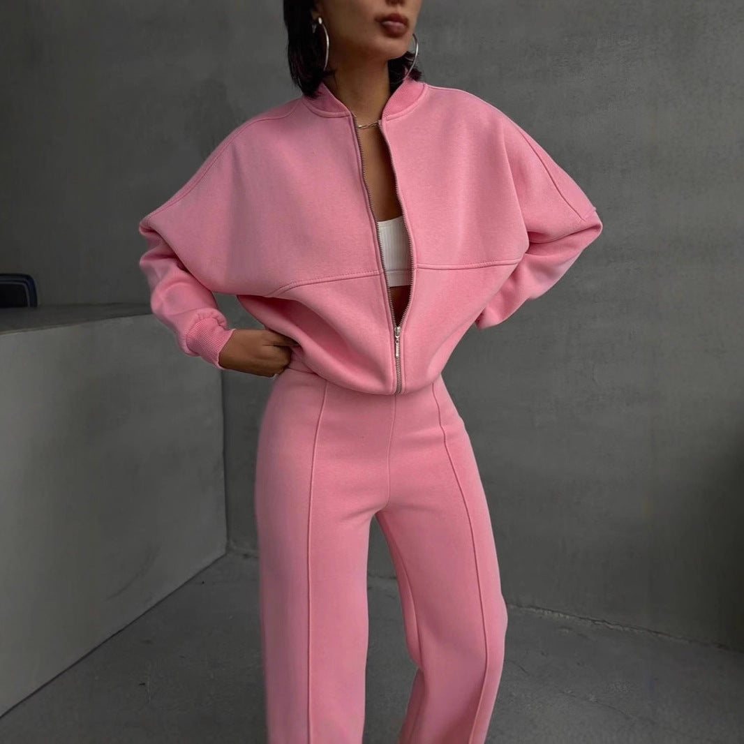 Damen Lässiges Zweiteiliges Lounge-Set mit weitem Oberteil und Flared Pants Drune