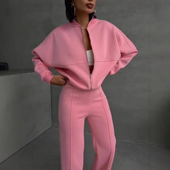 Damen Lässiges Zweiteiliges Lounge-Set mit weitem Oberteil und Flared Pants Drune