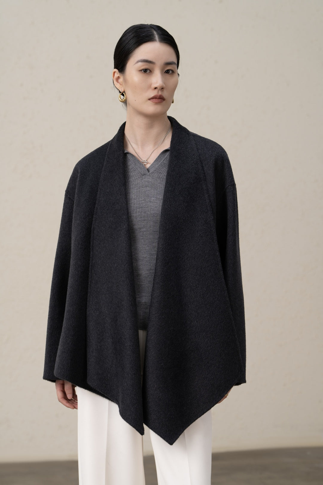 Damen Gemütlicher Offener Strickcardigan Drune