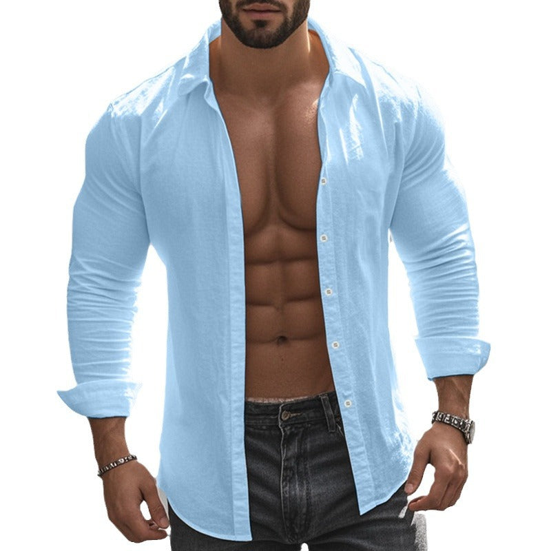 Herren elegantes Langarmhemd aus leichtem, atmungsaktivem Stoff Drune