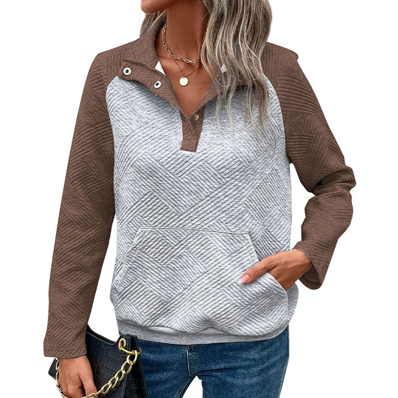 Damen Modischer Sweatshirt mit abnehmbarem Kragen Drune