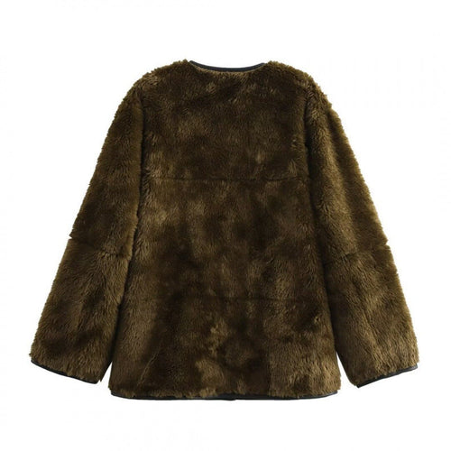 Drune | Damen Teddyjacke mit Kontrasttaschen