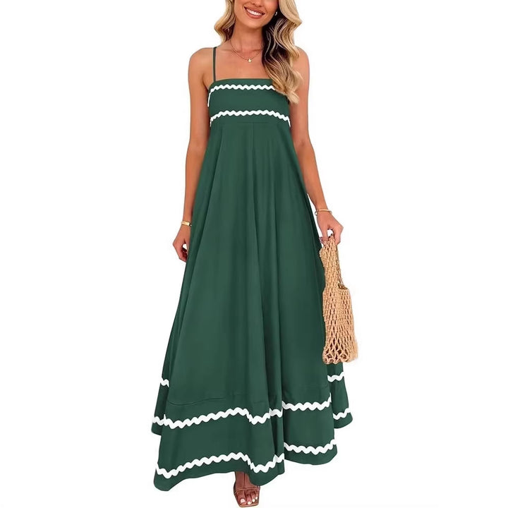 Damen Maxikleid mit eleganten Zierhörnchen und verstellbaren Trägern Drune