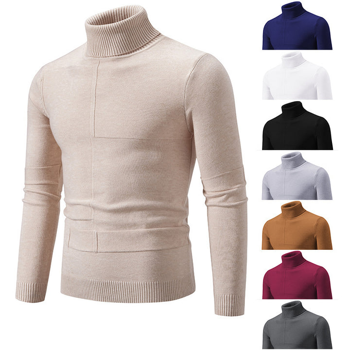 Herren nan feiner Rollkragenpullover mit Strukturnähten, slim-fit und geripptem Bündchen Drune