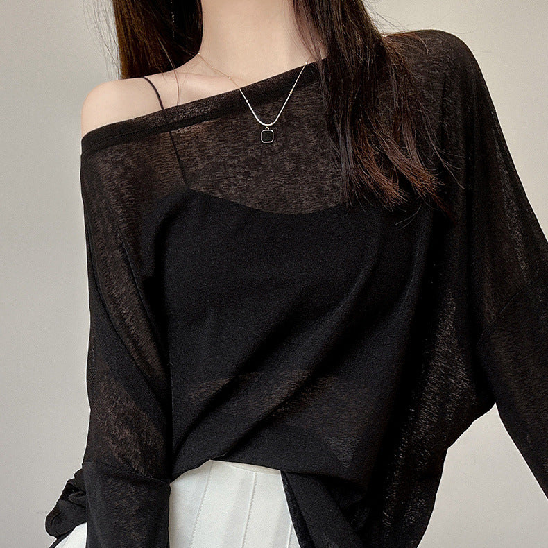 Damen lässiges Langarmshirt mit feinen strukturierten Details Drune