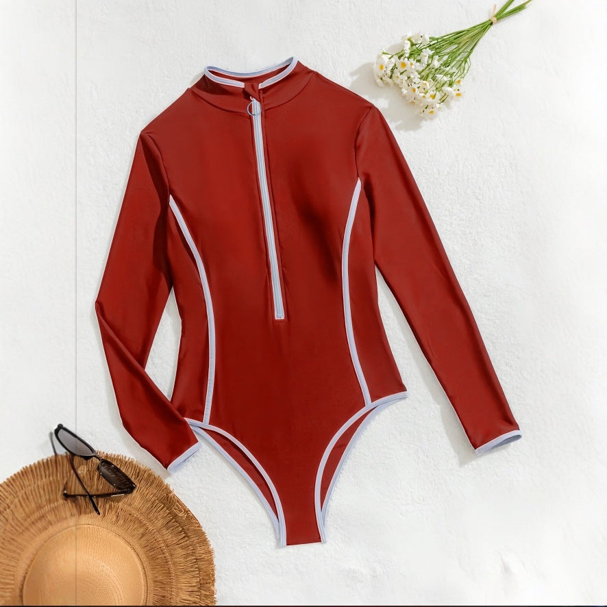 Damen Langarm Schwimmanzug mit hohem Kragen Drune