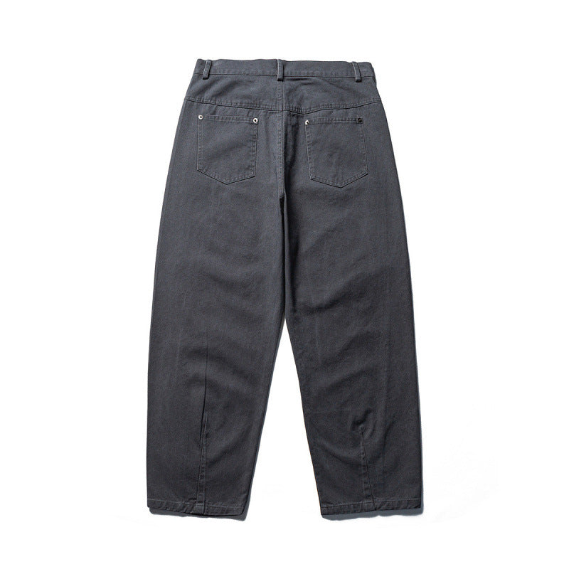 Herren Konisch geschnittene Twill-Hose mit hoher Taille und fünf Taschen Drune