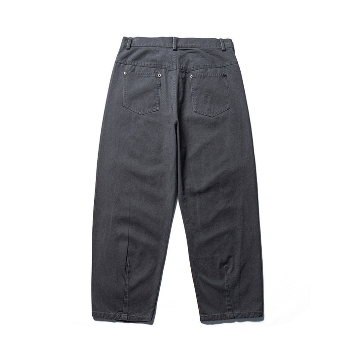 Herren Konisch geschnittene Twill-Hose mit hoher Taille und fünf Taschen Drune