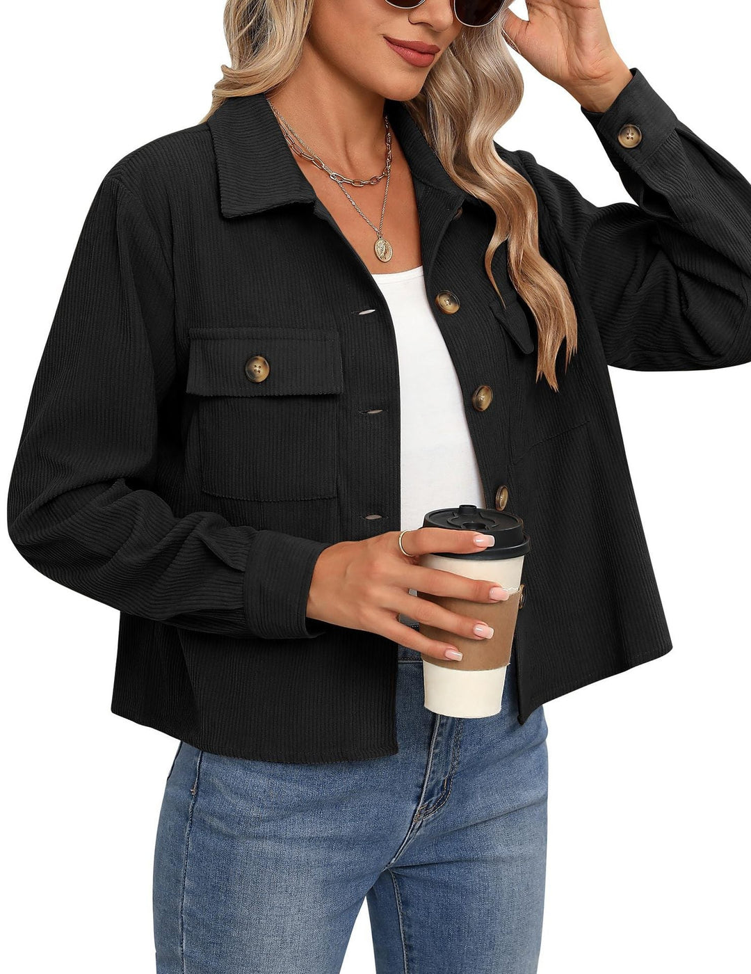 Drune | Damen Cordjacke mit Brusttaschen