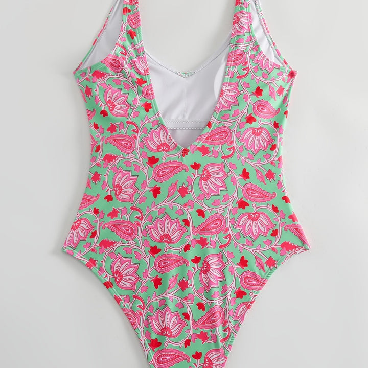 Damen Einteiliger Badeanzug mit floralem Design und modischen Trägern Drune