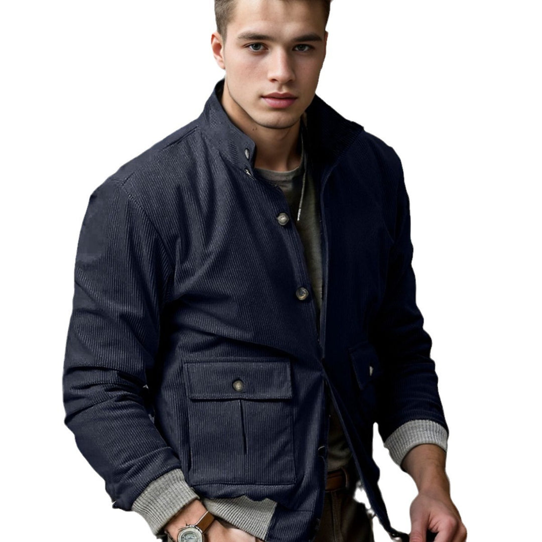 Herren Corduroy-Fieldjacke mit Pattentaschen und Stehkragen Drune