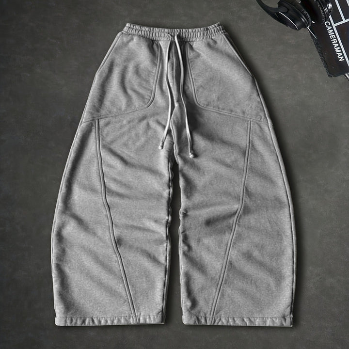 Damen Weite High‑Waist Baggy‑Jogginghose mit Tunnelzug, elastischem Bund und aufgesetzten Taschen Drune