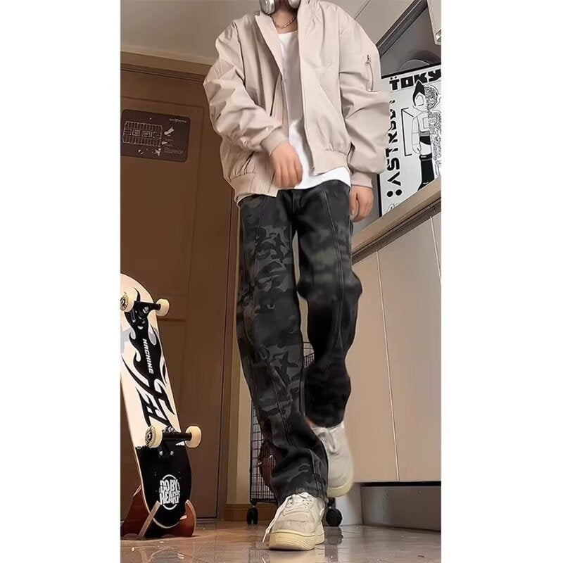 Herren Modische Camouflage Jeans Drune
