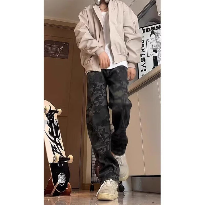 Herren Modische Camouflage Jeans Drune