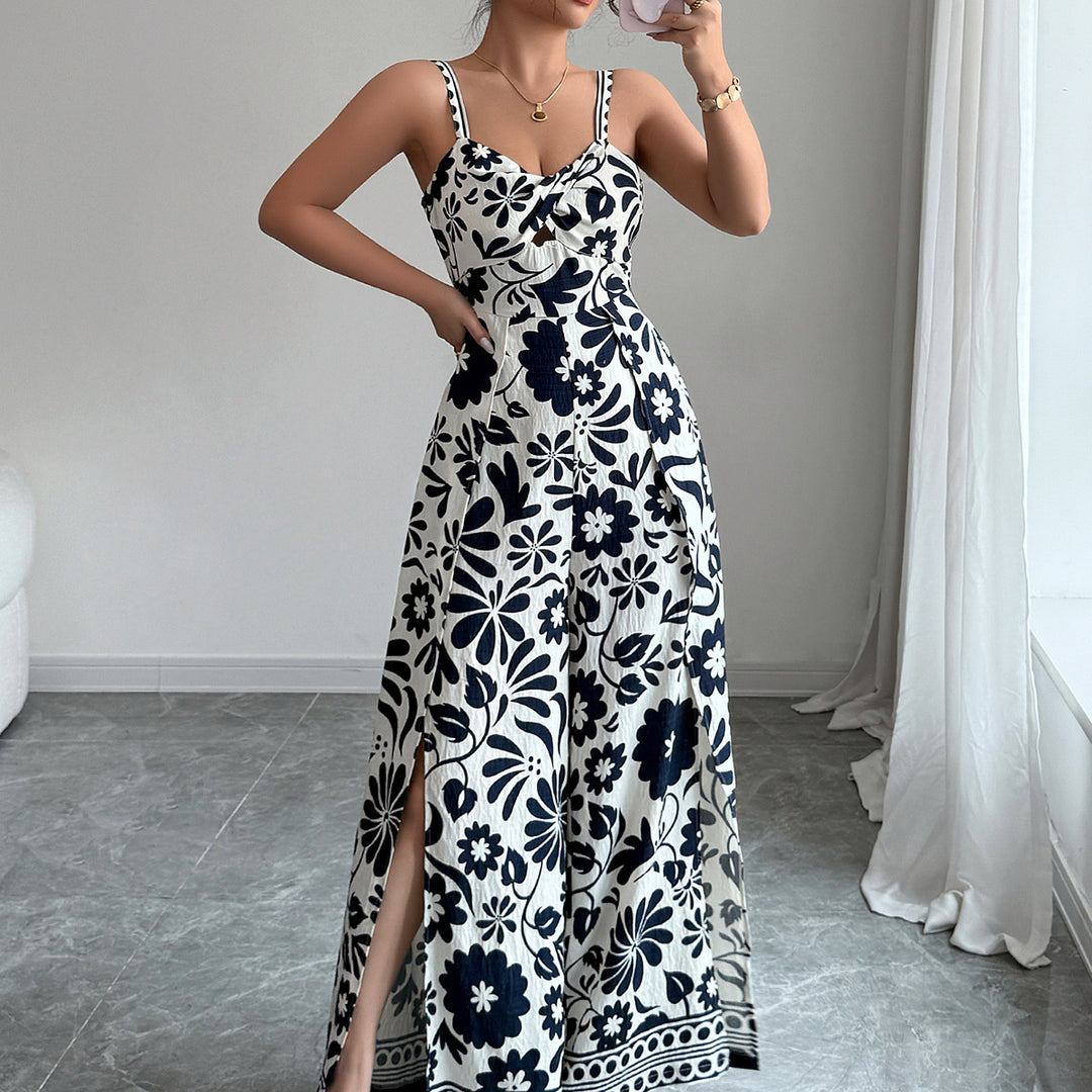 Damen Maxikleid mit tiefem Schlitz und floralem Muster Drune