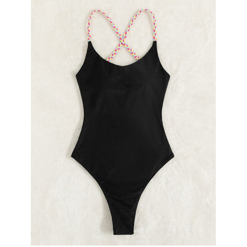 Damen Sportlicher Badeanzug mit farbigen Trägern Drune