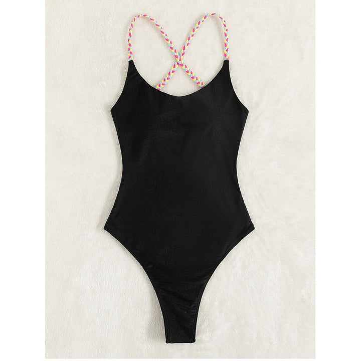 Damen Sportlicher Badeanzug mit farbigen Trägern Drune