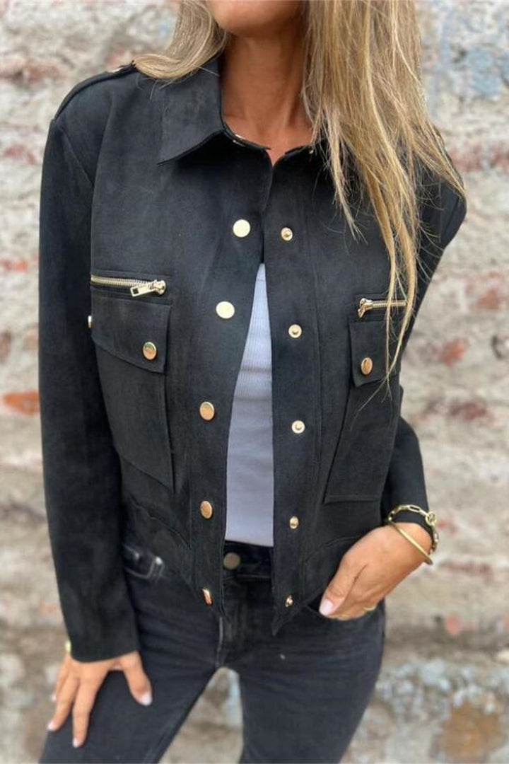 Drune | Metallreißverschluss Revers Langarmjacke