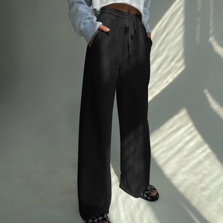 Damen Bequeme Freizeithose mit elastischem Bund und Kordelzug Drune