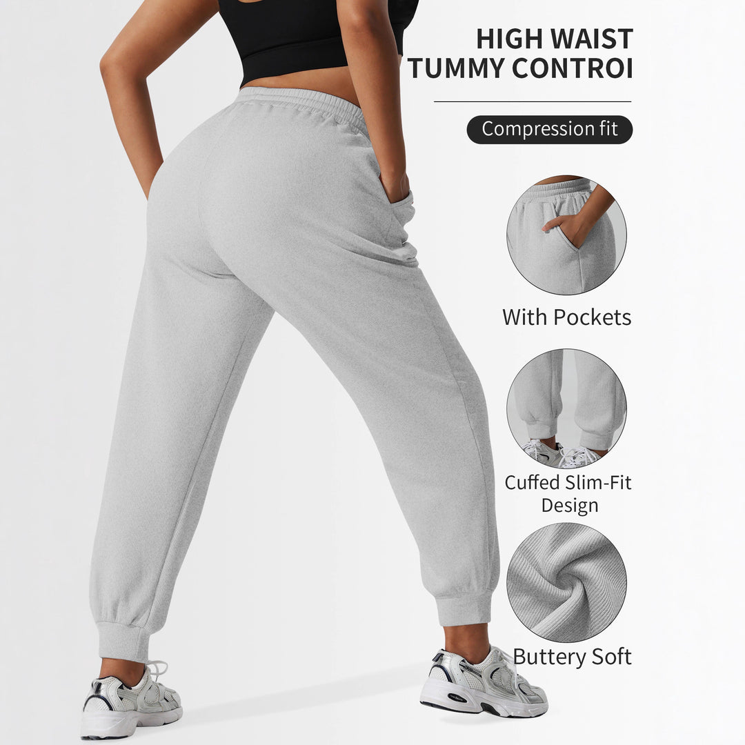 Damen High-Waist Shaping-Jogpant aus Rippfleece mit Taschen Drune