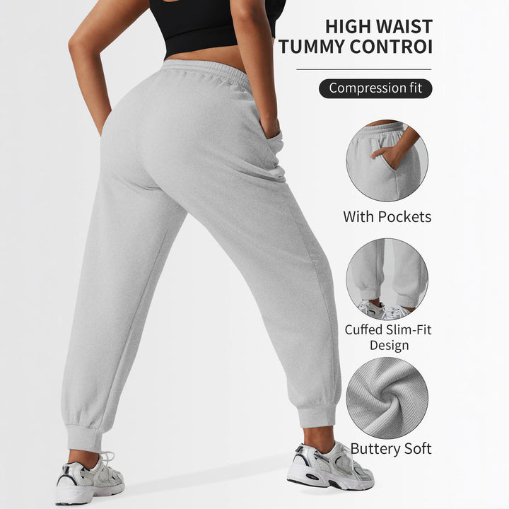 Damen High-Waist Shaping-Jogpant aus Rippfleece mit Taschen Drune