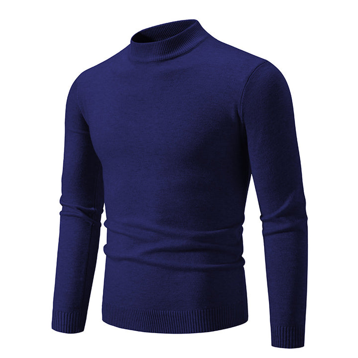 Herren Schmal geschnittener Feinstrick‑Mockneck‑Pullover mit geripptem Kragen und Saum Drune